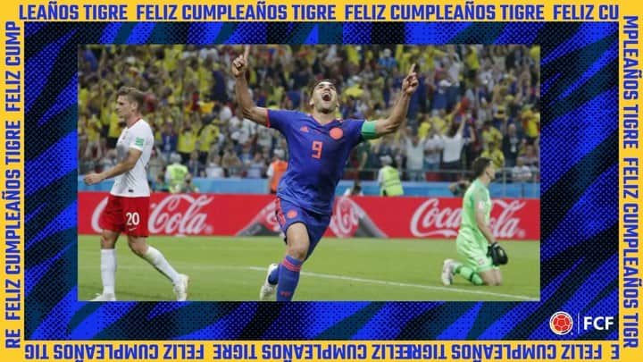 サッカー コロンビア代表チームのインスタグラム：「¡Felicitaciones Tigre @falcao ! 🐯  Nuestro máximo goleador celebra su cumpleaños #️⃣3️⃣5️⃣ 🐅  Gracias por todos estos años de fútbol, goles y alegrías con nuestra Tricolor 🇨🇴  Abrazo de gol ⚽️」