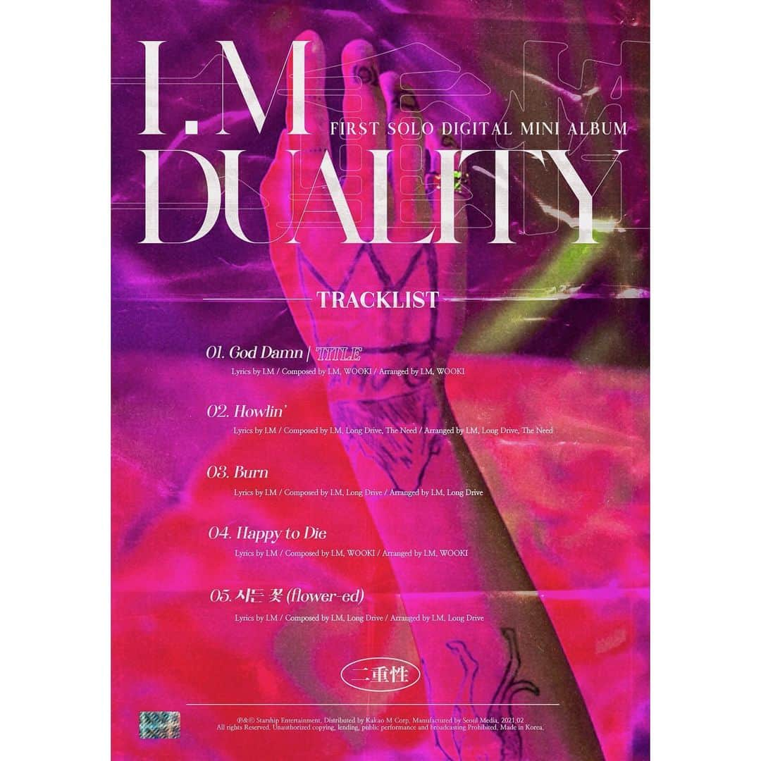 Monsta Xさんのインスタグラム写真 - (Monsta XInstagram)「I.M FIRST SOLO DIGITAL MINI ALBUM <DUALITY>  TRACKLIST  #IM #DUALITY #IM_DUALITY #MONSTAX #MONSTA_X #몬스타엑스 #아이엠 #아이엠_이중성 #몬스타그램 #MONSTAGRAM」2月10日 22時00分 - official_monsta_x