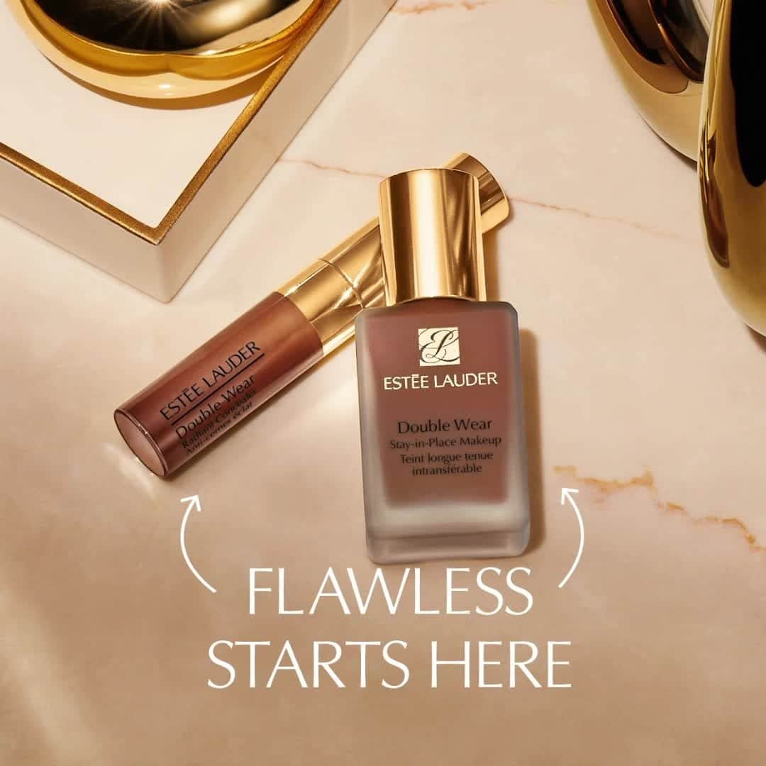エスティローダーのインスタグラム：「Flawless starts here. 💫 Our #1 foundation – #DoubleWear has a perfect partner: Double Wear Radiant Concealer. It conceals imperfections, covers blemishes, and can contour all-in-one. Have you added this #PowerPair to your vanity yet?」