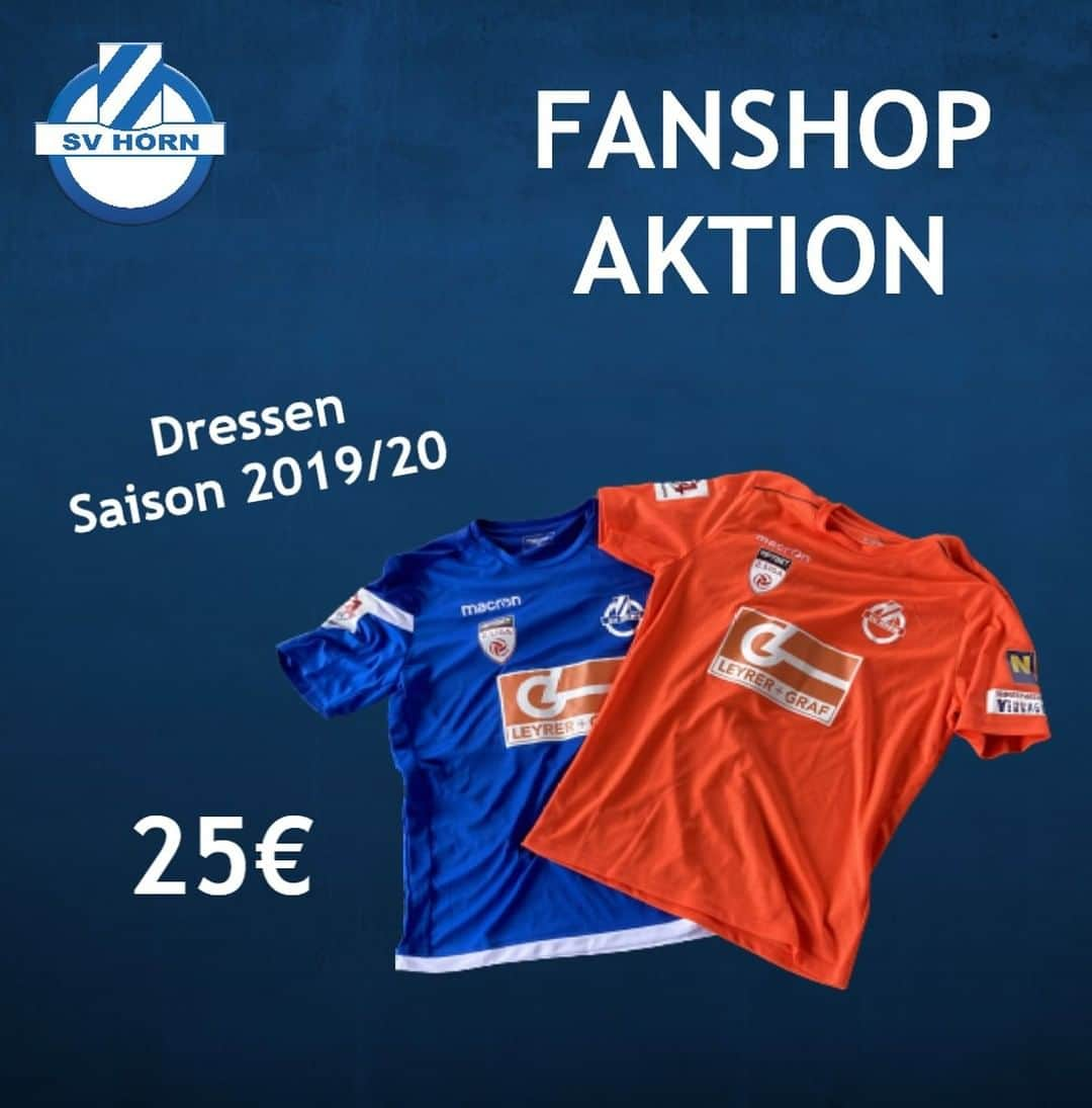 SVホルンさんのインスタグラム写真 - (SVホルンInstagram)「+++Fanshop – Abverkauf+++  Aktion der Dressen Saison 2019/20: je Dress 25€ inkl. 20% MwSt., Versandkosten 5€  Folgende Dressen sind noch verfürgar:   Heimtrikot:  1x 3XS  7x S Auswärtstrikot:  1x 3XS 1x S 2x XL  Bestellung an office@svhorn.at senden: Name, Anschrift & gewünschte Fanartikel Nach dem Erhalt einer Bestätigungsmail den Gesamtpreis im Voraus auf unser Bankkonto bei der Sparkasse Horn-Ravelsbach-Kirchberg AG IBAN AT94 2022 1072 0002 8368 überweisen. Sobald der Betrag auf unserem Konto eingelangt ist, versenden wir die SV Horn Fanartikel.  #svhorn #bepartofit」2月10日 23時00分 - svhorn1922