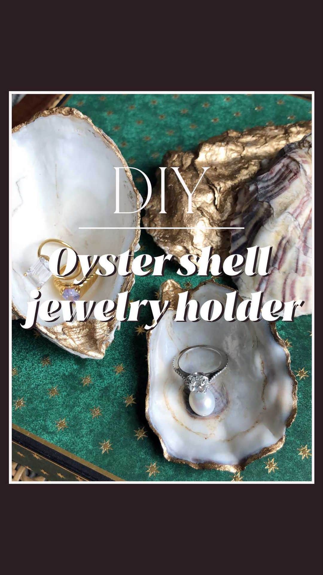 アンディー・トレスのインスタグラム：「Found some oyster shells yesterday and turned them into small jewelry plates. Such a simple but cool idea to repurpose shells and keep your jewelry in one place when taking it off before going to sleep 🐚  #diy #oystershell #Jewelry」