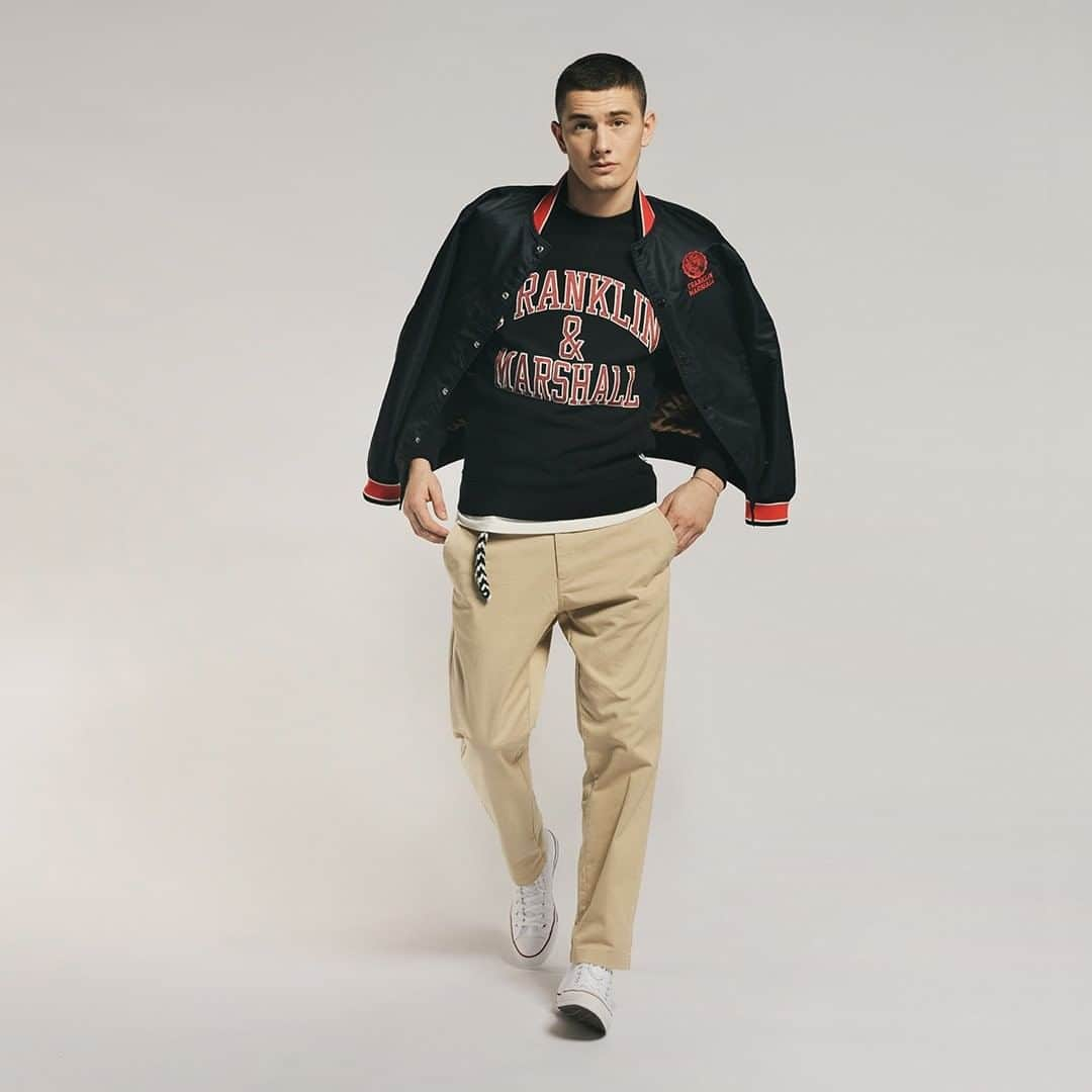 フランクリン&マーシャルのインスタグラム：「FRANKLIN & MARSHALL  FW2020 COLLECTION  A step ahead	  #franklinandmarshall #FW2020 #sportswear #collegestyle #streetwear #logomania」