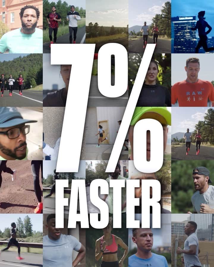 Under Armourのインスタグラム：「7% faster, 3% further. That's the power of our #UAHOVR running shoes. Last year, runners who connected their shoes to MapMyRun™ ran 7% faster and 3% further with the personalized support of MapMyRun™'s form coaching. Get better this year by hitting the link in bio.」