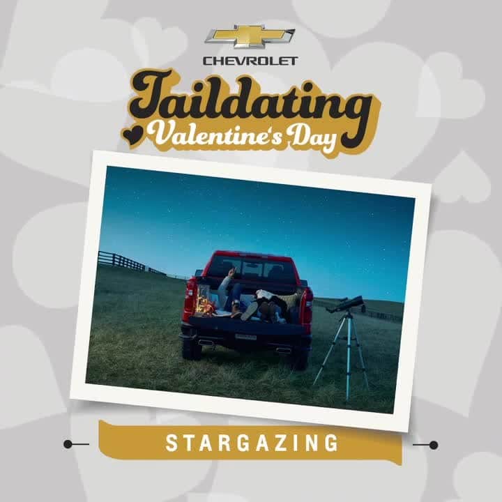 シボレーのインスタグラム：「Clear your calendar this #ValentinesDay. Chevy has enough date ideas to fill a truck bed. Check out the link in our bio to see more Chevy Taildates. #ChevyLove」