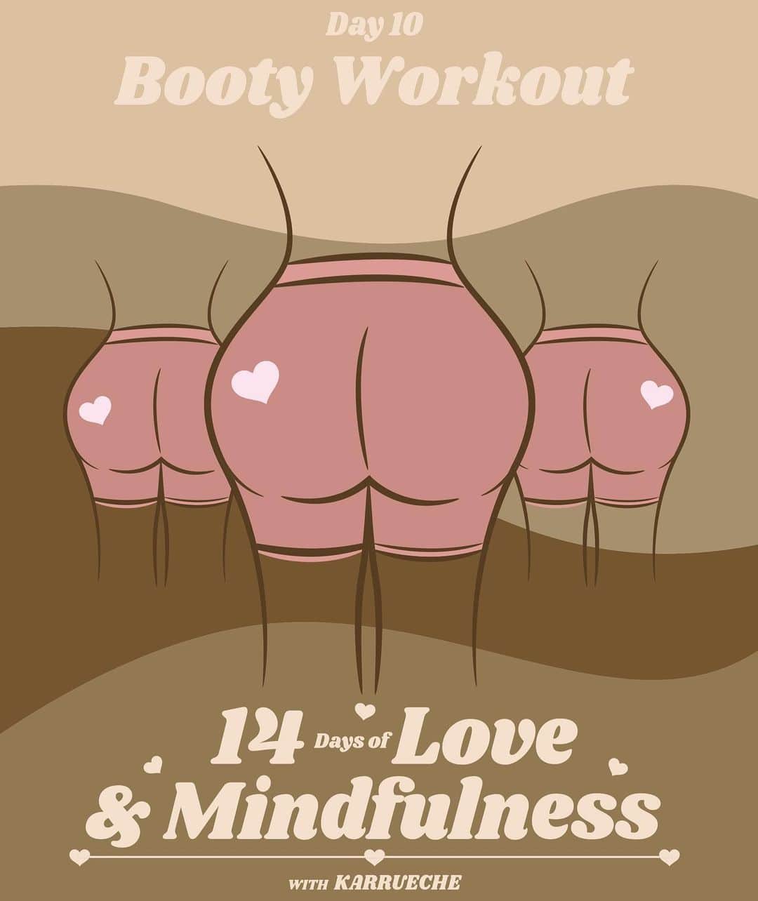 カルーシェ・トランのインスタグラム：「Day 10 of 14 Days of Love & Mindfulness - time to plump up the butt.. big, medium or small 😜🍑 I’ll be posting one of my fav 10 min booty workouts 🤎」
