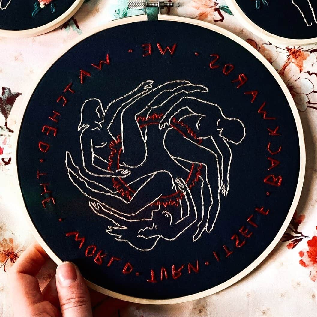 AFIのインスタグラム：「We turned it inward… ﻿ ﻿Stitched creations by @panicinpolkadots, inspired by #TwistedTongues and #EscapeFromLosAngeles.」