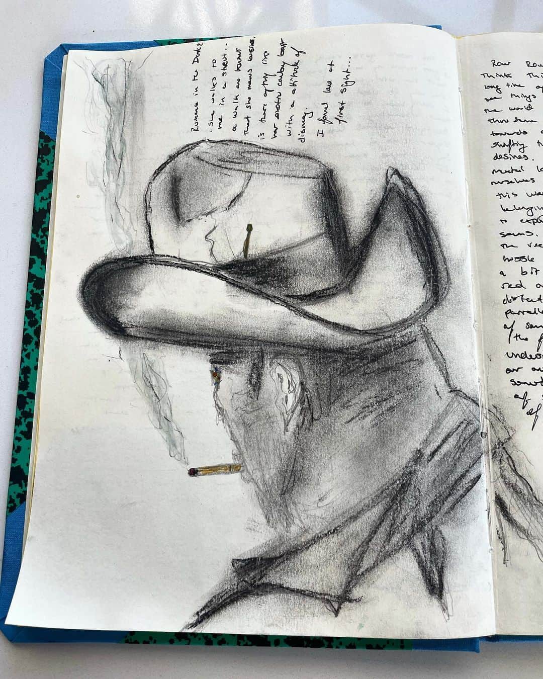 Nick Fouquetのインスタグラム：「Experimenting with charcoal and pencil renderings of western figures. One of the mediums I’ve picked up during quarantine...what did u pick up?  Ps this guy has a very big neck. Don’t mess with him. 🌾」