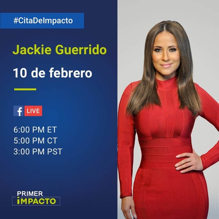 Primer Impactoさんのインスタグラム写真 - (Primer ImpactoInstagram)「No te pierdas este miércoles la #CitaDeImpacto con @officialjackieg en un #FacebookLive desde la cuenta de Primer Impacto. ¿Qué quieres preguntarle a nuestra Jackie?」2月11日 6時57分 - primerimpacto