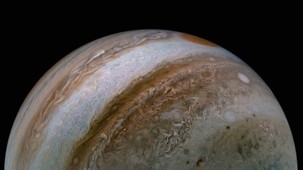 NASAさんのインスタグラム写真 - (NASAInstagram)「Did Juno❓  Did you know that Jupiter has a turbulent atmosphere? This view of the face of Jupiter from our Juno spacecraft includes several of the planet’s southern jet streams. Using data from Juno’s instruments, scientists discovered that the planet’s powerful atmospheric jet streams extend far deeper than previously imagined. Evidence from Juno also shows that the jet streams and belts penetrate about 1,800 miles (3,000 kilometers) down into the planet.   The storm known as the Great Red Spot is also visible here on the horizon, nearly rotated out of view as Juno sped away from Jupiter at about 30 miles per second (48 kilometers per second), which is more than 100,000 mph (160,900 kilometers per hour). It is a centuries-old storm bigger than Earth! 🌎  Credit: NASA/@NASAJPL-Caltech/SwRI/MSSS Image processing: Tanya Oleksuik © CC NC SA  #NASA #Jupiter #Juno #Galaxy #GreatRedSpot #Astronomy #SolarSystem #JunoCam」2月11日 7時03分 - nasa