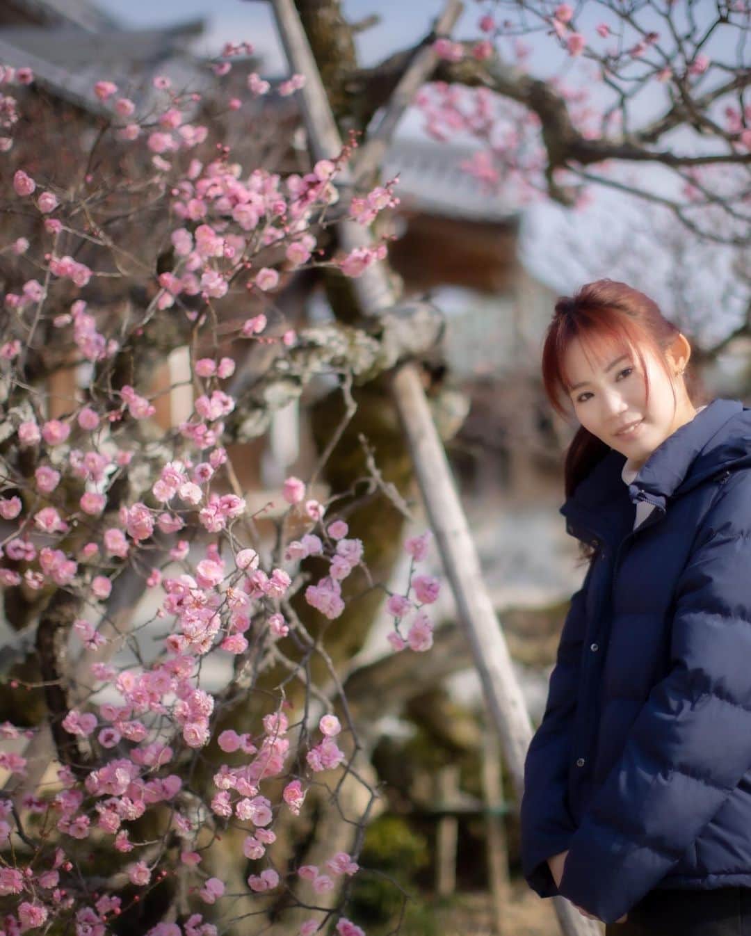 内田有理さんのインスタグラム写真 - (内田有理Instagram)「延命院って三豊市、めちゃ近所なのに初めて行きました✨ そうです、年末に髪色赤になりました💡10年ぶり？の赤、液の進化に感動✨ カメラのレンズ変えて凄い事に笑　ほんと細いよ😏🤫 camera　@naoki.sw」2月11日 7時54分 - yuriuchida1018
