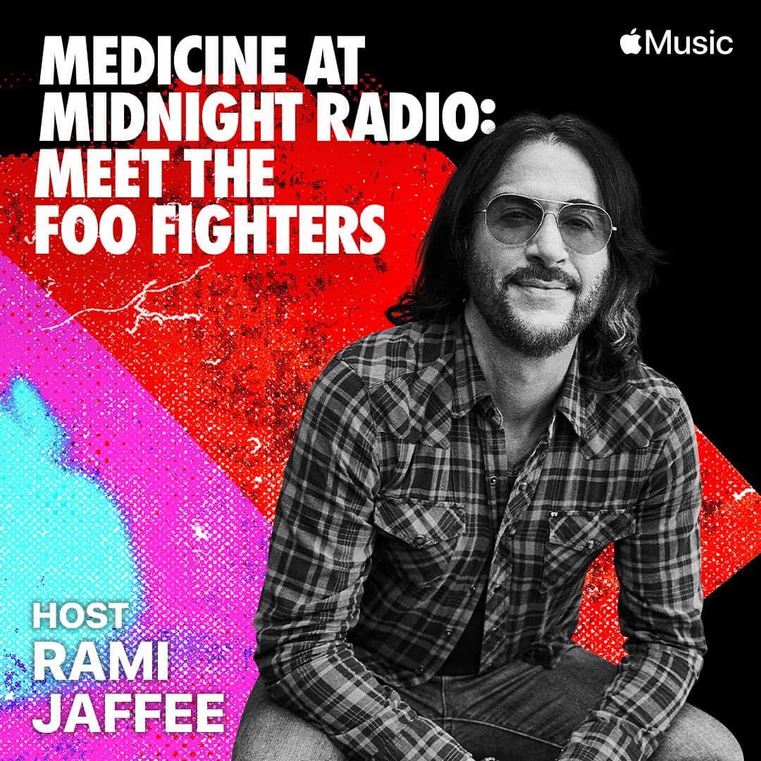 フー・ファイターズのインスタグラム：「Rami Jaffee takes his turn on #MedicineAtMidnight Radio today!!! Tune in at 4pm PST to hear it live on @applemusic.    Open Apple Music, tap Radio, and hit Apple Music Hits to listen live.   If you missed Chris yesterday, find his episode on demand now at link in bio.」