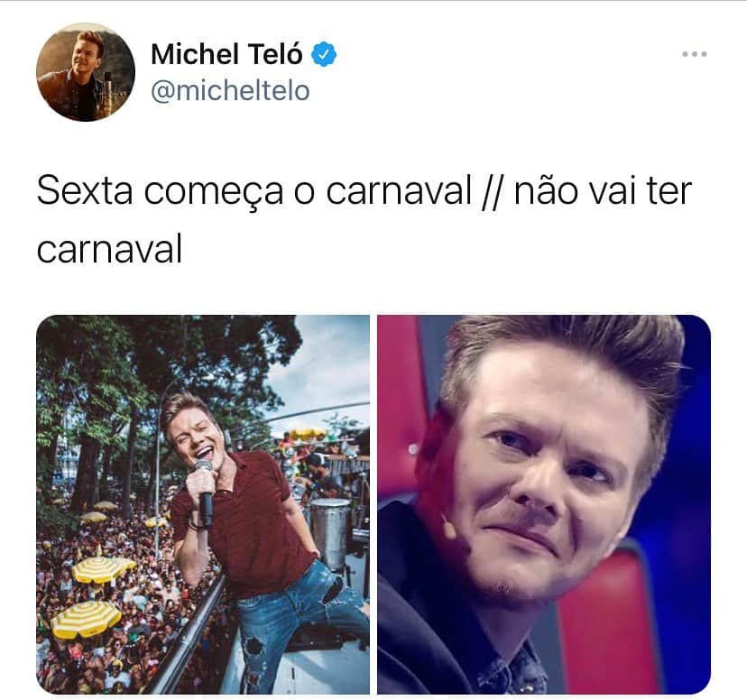 ミシェル・テロのインスタグラム：「Infelizmente, esse ano, devido a pandemia que vivemos não teremos carnaval...  Porém, sabemos que é por uma causa boa e que rapidinho tudo se acerta!   Quem mais aqui vai morrer de saudade esse ano?」