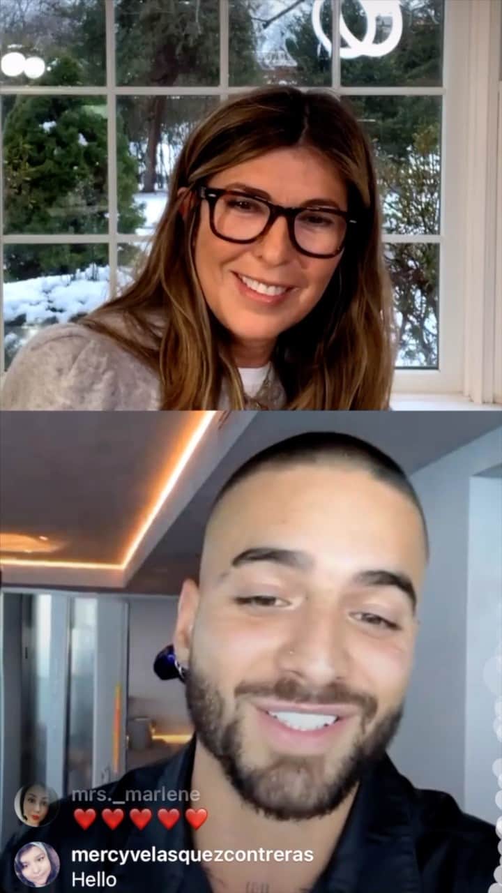 ニーナ・ガルシアのインスタグラム：「In case you missed my Live with @maluma yesterday, you can watch it here! I had so much fun chatting with Maluma about his new album, family and how he gives back to others!」