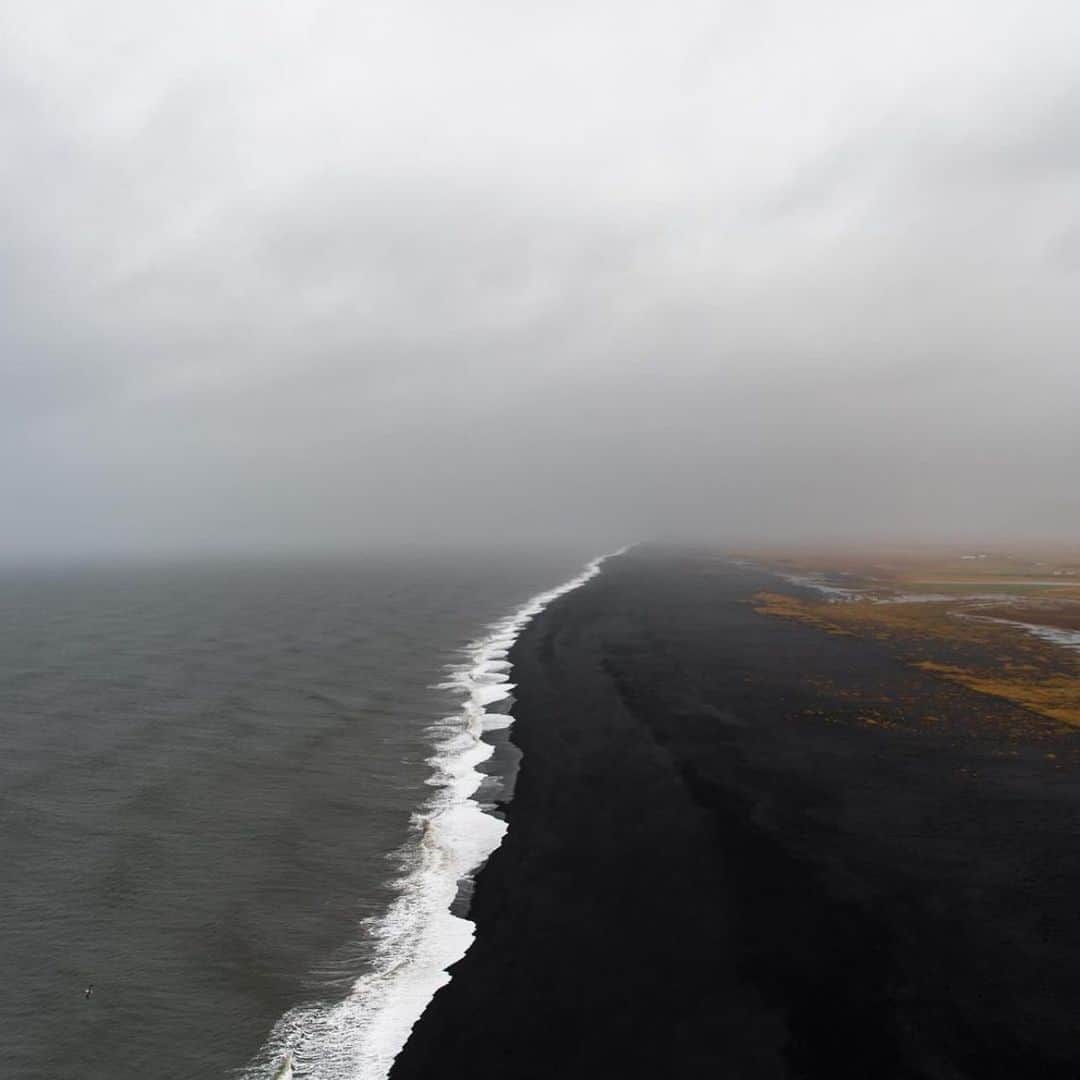 Mathilde Goehlerのインスタグラム：「First place I wish to visit when the world is opening up again 🖤 Raynisfjara, Black sand beach, Iceland. Photo is @matador.up」