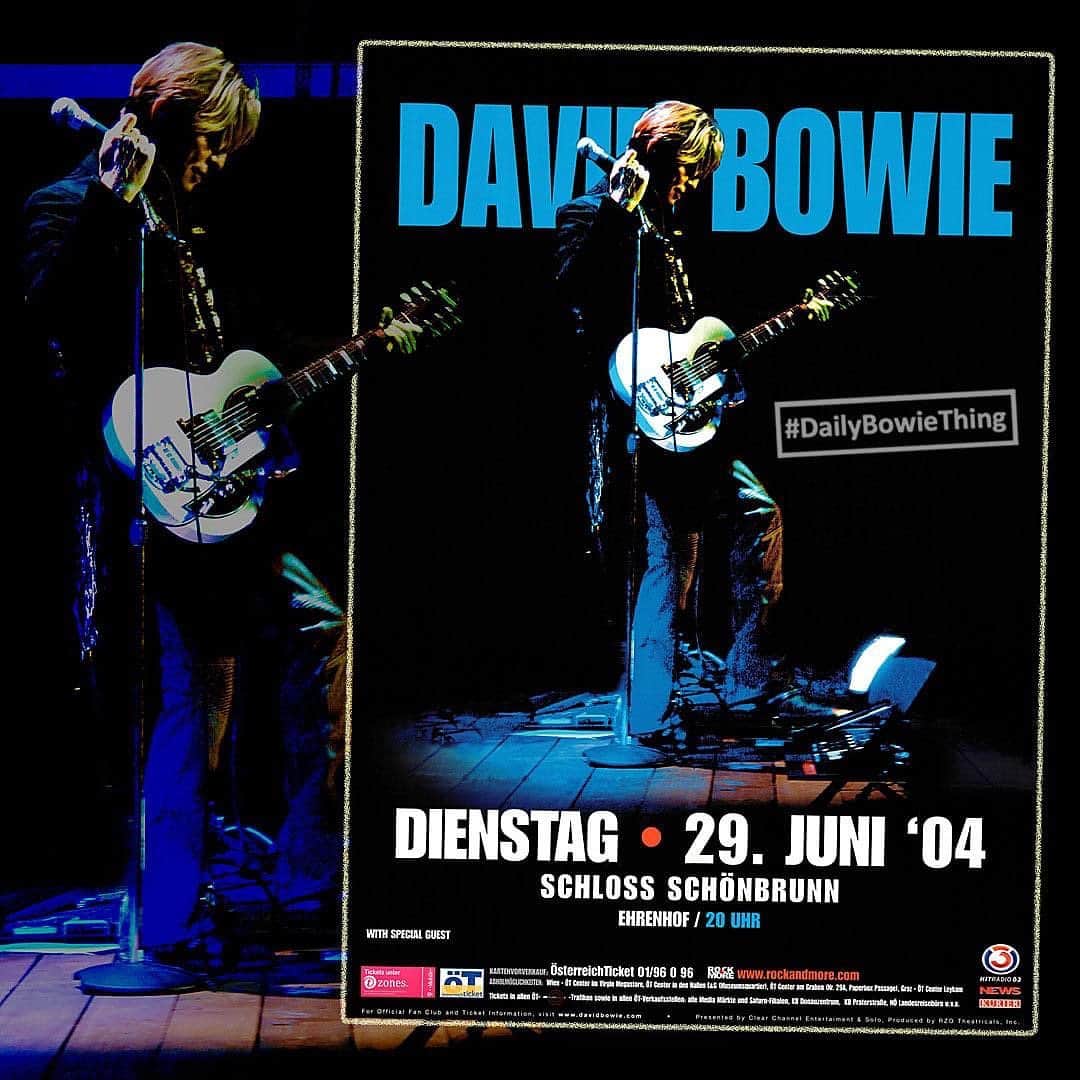 デヴィッド・ボウイさんのインスタグラム写真 - (デヴィッド・ボウイInstagram)「DAILY BOWIE THING – Day 86  “I sped from Planet X to Planet Alpha...”  As you will remember, ill health forced David Bowie to reluctantly cancel the remaining fifteen concerts at the end of the 2004 leg of A Reality Tour, following what would be his last ever full show on 25th June at the Hurricane Festival at Eichenring, Scheeßel, in Germany.   The majority of those cancelled shows were festival dates, but the poster in today’s montage was among the last solo shows that didn't go ahead. The image, taken by Mark Adams at the Riverside gig in Hammersmith in the UK on 8th September 2003, had been used for much of the tour’s promotion, including T shirts, tour posters, flyers, passes and even on the side of a building in Japan.  But what we’d like to know is, is this the last ever Bowie concert poster produced, albeit for a show that never took place?   For obvious reasons, tour scheduling was planned way in advance of the actual gigs, so it’s reasonable to think there may have been other posters and merchandise produced for some of the other cancelled shows.   Please post in the comments section if you’re aware of anything else produced for the fifteen cancelled appearances, be it with or without this image and for whatever the show was, festival or solo.    #DailyBowieThing. #mostlydailybowiething  #BowieARealityTour  #BowiePoster  #BowieTourPoster」2月12日 7時49分 - davidbowie