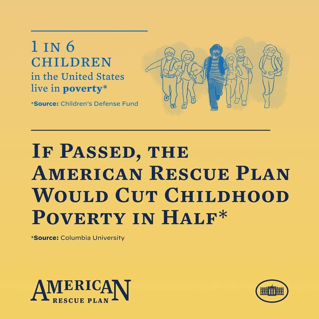 The White Houseさんのインスタグラム写真 - (The White HouseInstagram)「1 in 6 children in the United States live in poverty. If passed, the American Rescue Plan will expand the child tax credit and cut the child poverty rate in half.」2月12日 8時37分 - whitehouse