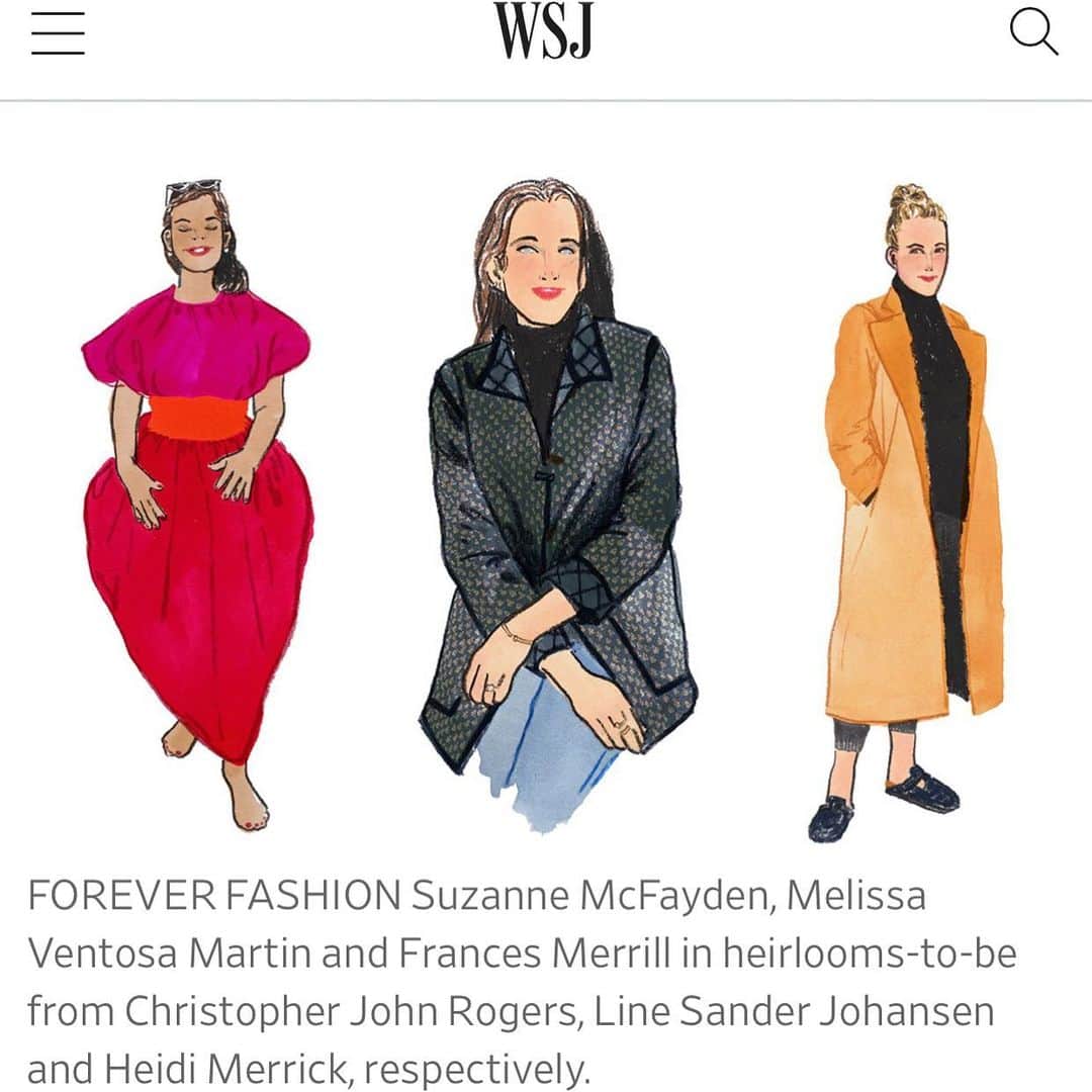 ハイディメリックのインスタグラム：「@reathdesign Frances, you are such a star! I’m so honored to be your heirloom piece in @wsj - it touches on everything I love about a beautiful piece of clothing and life. Thank you, thank you, thank you! And congratulations! 🖤」