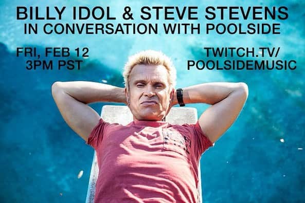 ビリー・アイドルさんのインスタグラム写真 - (ビリー・アイドルInstagram)「@SteveStevens and I will be joining @poolside tomorrow on @twitch to talk about the new ‘Eyes Without A Face’ remix and taking some questions from fans via the chat. Join us tomorrow at 3:30pm PT at: twitch.tv/poolsidemusic」2月12日 1時17分 - billyidol