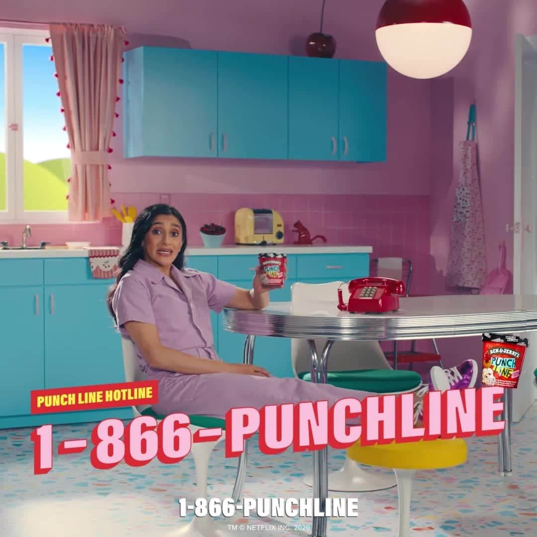 Ben & Jerry'sのインスタグラム：「Catchy jingles are overrated, the Punch Line Hotline is not. Call now for jokes on demand! Link in bio.」