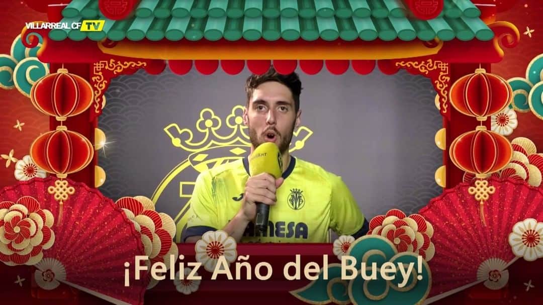 ビジャレアルCFのインスタグラム：「比利亚雷亚尔祝大家新春快乐!  El #Villarreal CF quiere felicitar el Año del Buey a todos nuestros seguidores en China 🇨🇳.  ¡Feliz Año Nuevo Chino 🎆🥳!  Villarreal CF would like to congratulate our fans on China for the new Year of the Ox 🇨🇳.  Happy Chinese New Year 🎆🥳!  #FelizAñoNuevoChino  #HappyNewYear」