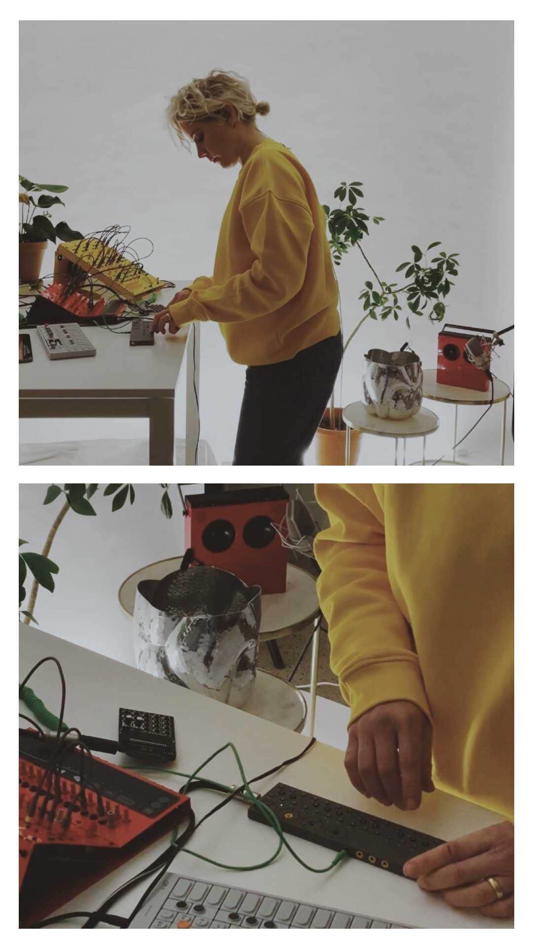トム ディクソンのインスタグラム：「Scroll to 1 min to start. An Instagram live set with @teenageengineering featuring Swedish artist Vanbot (@vanbotmusic), who will use a CLOUD vessel as an instrument and incorporate the hammering sound of the metal into her set.」