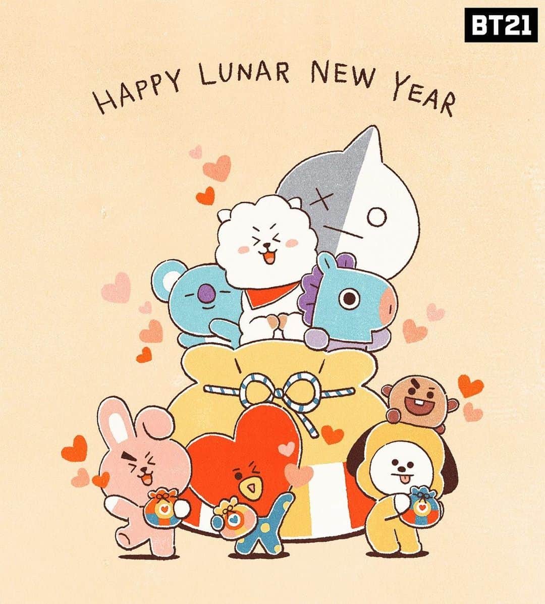 BT21 Stars of tomorrow, UNIVERSTAR!さんのインスタグラム写真 - (BT21 Stars of tomorrow, UNIVERSTAR!Instagram)「Let's stay.. happier, healthier, and together this year ❤️  #HNY #LunarNewYear #BT21」2月12日 11時55分 - bt21_official