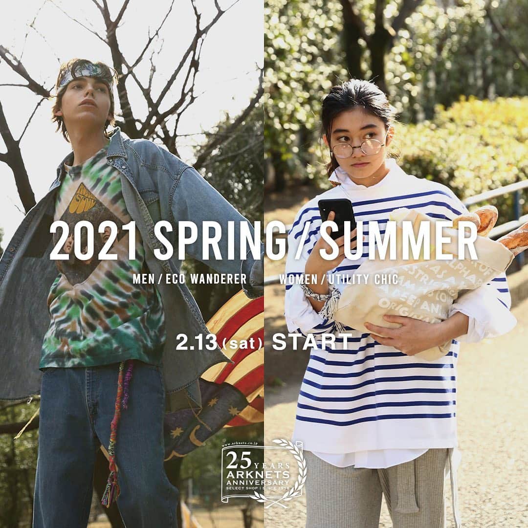 ARKnetsのインスタグラム：「【ARKnets】﻿ ﻿ 2021 SPRING & SUMMER START！﻿ ﻿ ARKnetsをご愛顧いただき、誠にありがとうございます。﻿ ﻿ ２月13日(土)より、ARKnets2021春夏シーズンがスタートいたします。﻿ ﻿ 今年のテーマは「Eco Wanderer / エコ　ワンダラー」。﻿ デザイン性に富んだコレクションブランドや、春夏シーズンに注目のブランド、世界でも注目を集める国内ブランドなど、様々な新作アイテムが続々と入荷いたします。﻿ ﻿ ぜひこの機会にARKnetsでのお買い物をお楽しみください。﻿ ﻿ 【開催イベント詳細】﻿ ﻿ ① 全商品対象ポイント５倍キャンペーン﻿ ﻿ ２月13日(土) - ２月14日(日)の期間中、店頭、オンラインストア共に、全商品対象のポイント5倍キャンペーンを開催いたします(※一部商品除外)。﻿ 春夏アイテムもお得にご購入できるこの機会にARKnetsでのお買い物をぜひお楽しみください。﻿ ﻿ 開催日時﻿ ２月13日(土)12：00 - ２月14日(日)19：00﻿ 店舗のキャンペーン終了時刻は14日(日)の営業終了まで﻿ ﻿ 開催店舗﻿ ARKnetsオンラインストア﻿ ARKnets 全店舗﻿ ﻿ ② FAMILY SALE﻿ ﻿ ２月13日(土) - ２月14日(日)12：00 - 18：00まで、 年に一度、特別なお客様のみをご招待するファミリーセールを今年も開催いたします。特設店舗の商品をスペシャル価格でお求めいただける特別なイベントです。皆さまのご来店をスタッフ一同、心よりお待ちしております。﻿ ﻿ 開催日時﻿ ２月13日(土)12：00 - 18：00﻿ ２月14日(土)12：00 - 18：00﻿ ﻿ ③ARKnets CEO フリーマーケット﻿ ﻿ ARKnets CEOの私物をあつめた大人気のフリーマーケットを特設会場にて開催いたします。﻿ 開催日時﻿ ２月13日(土)12：00 - 18：00﻿ ２月14日(土)12：00 - 18：00﻿ ﻿ #arknets #栃木 #宇都宮セレクトショップ  #群馬 #高崎 #埼玉 #越谷 #セレクトショップ #event #フリーマーケット #ポイント５倍キャンペーン #春夏 #FAMILYSALE #ファッション #styling #スタイリング #limited #fashion #coodinate #コーディネイト #メンズファッション #2021ss #21ss #立ち上げ #2021sscollection #instafashion」