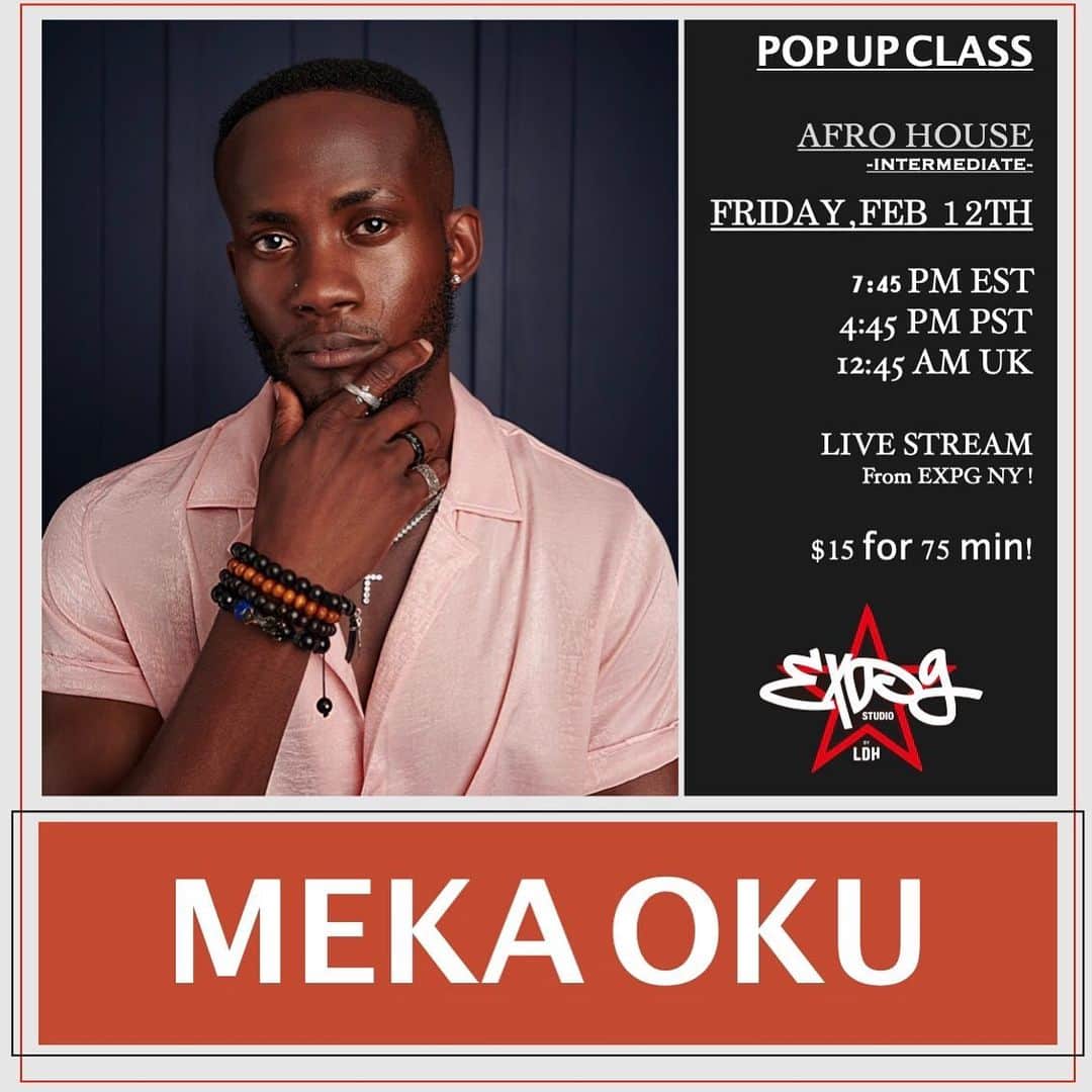 のインスタグラム：「Are you ready for tomorrow😍😍😍!!!! Friday, Feb 12th 7:45 pm EST  Who’s back....?YAAAS! Your favorite @meka_oku is back!!!!😍😍🔥🔥🔥🔥🔥🔥🔥🔥🔥🔥🔥 You won’t wanna miss his class!! 😍😍😍😍 . 😍😍😍😍😍😍😍😍😍😍  . . 😍😍😍😍👏🏽👏🏽👏🏽👏🏽👏🏽👏🏽 . Registration is open !!! . How to book🎟 ➡️Sign in through MindBody (as usual) ➡️15 minutes prior to class, we will email you the private link to log into Zoom, so be sure to check your email! ➡️Classes will start on time, so make sure you pre register, have good wifi and plenty of space to safely dance! . . Zoom Tips🔥 📱If you plan to use your phone, download the Zoom app for the best experience. 🤫Please use the “mute” button when you are not speaking to prevent feedback. 💃You do not have to join displaying your video or audio, but we do encourage it so teachers can offer personalized feedback and adjustments. . 🔥🔥🔥🔥🔥🔥🔥🔥🔥 . #expgny #onlineclasses #newyork #dancestudio #danceclasses #dancers #newyork #onlinedanceclasses」