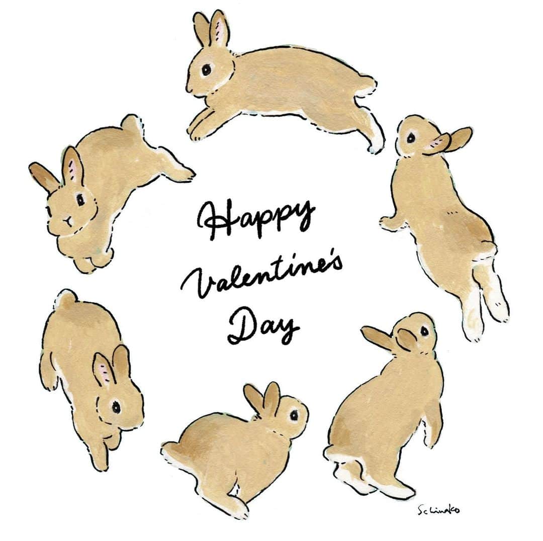 森山標子(しなこ)/Schinakoのインスタグラム：「I made printable message card. Available from my stories or my twitter! (Only as for the personal use) この絵は2018年に描いて、真ん中に昔外国の人に言われて嬉しかった言葉を書いていたのですが、ポジティブという言葉が入っててコロナ禍ではちょっと…という感じになってしまって出しづらくなっちゃったのです。だからいっそプリントして好きな言葉を入れて使ってもらえたら嬉しいです。（ストーリーにリンク入れときます） * #illustration#art#drawing#design#acrylicpaint#アクリル絵の具#rabbit#bunny#うさぎ」