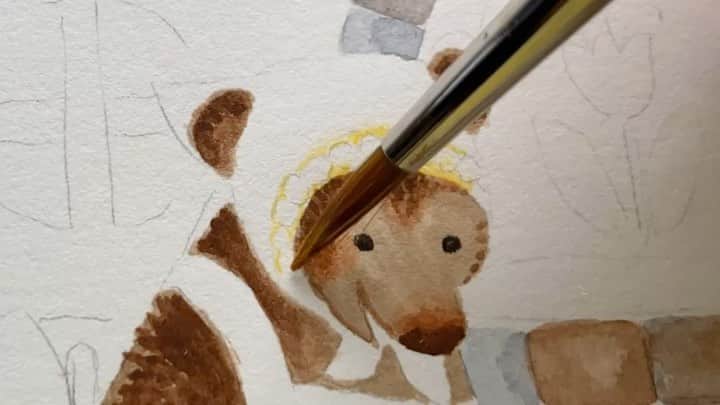 おおで ゆかこのインスタグラム：「制作過程をタイムラプスで撮ってみました！ 絵の具がチューブの中で固まってしまい、そのままチューブから取ることも増えてきました‥コピック併用も多いです。 仕上がりはバレンタインデーにて🥮🧁🍪」