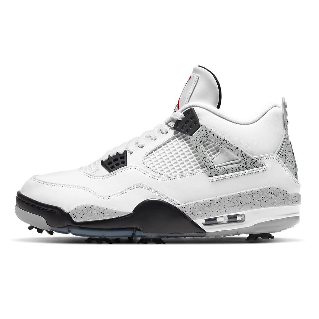 HYPEBEASTさんのインスタグラム写真 - (HYPEBEASTInstagram)「@hypebeastkicks: @jumpman23 have now reworked the Air Jordan 4 Golf in an iconic “White Cement” colorway. The shoe has been adorned with grey tonality and the trademarked black splatter, while the tongue blankets a red Jumpman emblem over white and the heel abstains the @nike Air inscription altogether. Rounding out the look is an Air-assisted midsole designed with rubber outsole segments suited with traction cleats. Expect it to see a release in the coming months.⁠⠀ Photo: Nike」2月12日 16時16分 - hypebeast