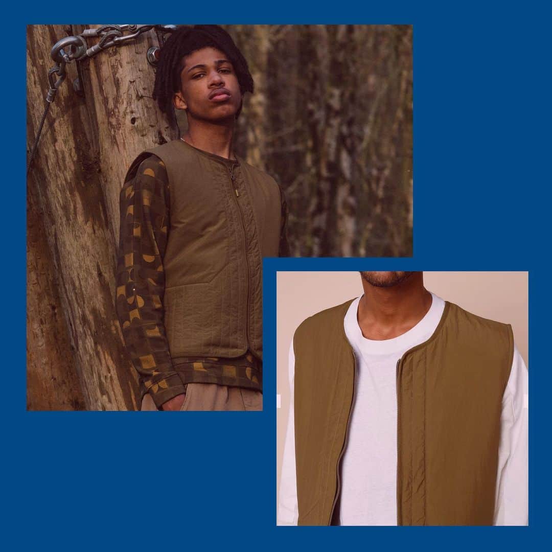 のインスタグラム：「Winter Sale highlight - Tobacco wadded gilet. Zip up for outdoors, unzip indoors. Just really good warm layering.  #wintersale #mensfashion #gilet #folkclothing」