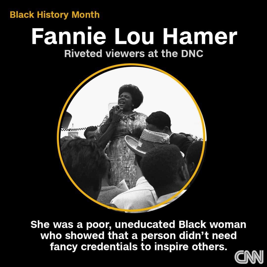 CNNさんのインスタグラム写真 - (CNNInstagram)「Fannie Lou Hamer, an uneducated Black woman, was so charismatic that even the President of the United States took notice. Hamer spoke at the 1964 Democratic Convention about the brutal conditions Blacks faced while trying to vote in Mississippi. Her televised testimony was so riveting that President Lyndon B. Johnson forced the networks to break away by calling a last-minute press conference. Johnson was afraid Hamer’s eloquence would alienate Southern Democrats who supported segregation.⁠ ⁠ Every day this month, we’re telling the story of Black figures – one for each day of Black History Month. Tap the link in our bio to learn about other Black pioneers. ⁠ ⁠ (📸: William J. Smith / Associated Press)」2月13日 3時02分 - cnn