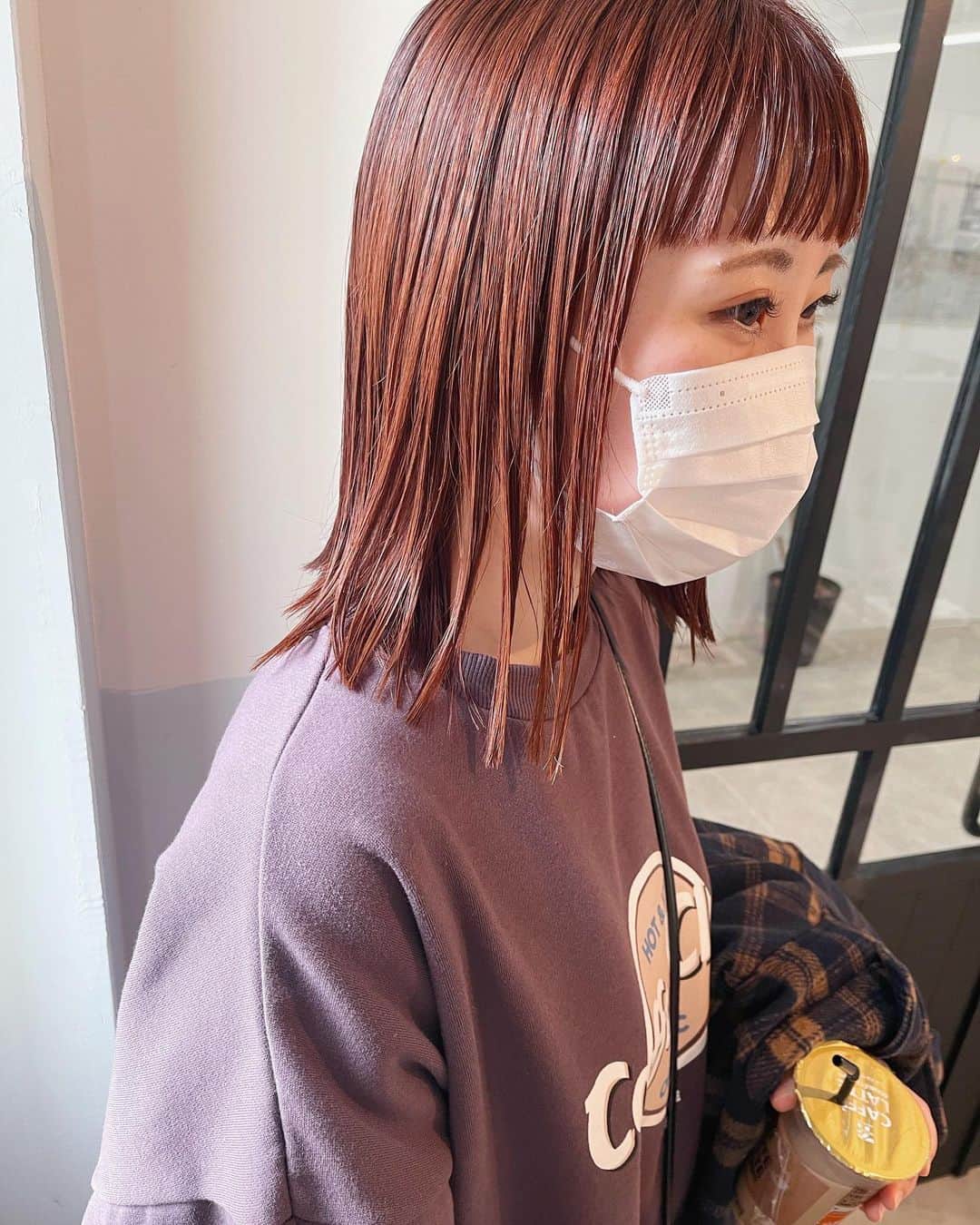 sakincho1028のインスタグラム：「最近は暖色カラー 人気です🍊🌼 #sakinchohair  #hairarrange#hair#arrange#hairset#ヘアアレンジ#アレンジ#ヘアセット#豊橋#美容室#ヘアメイク#ヘアカラー#オレンジヘア」