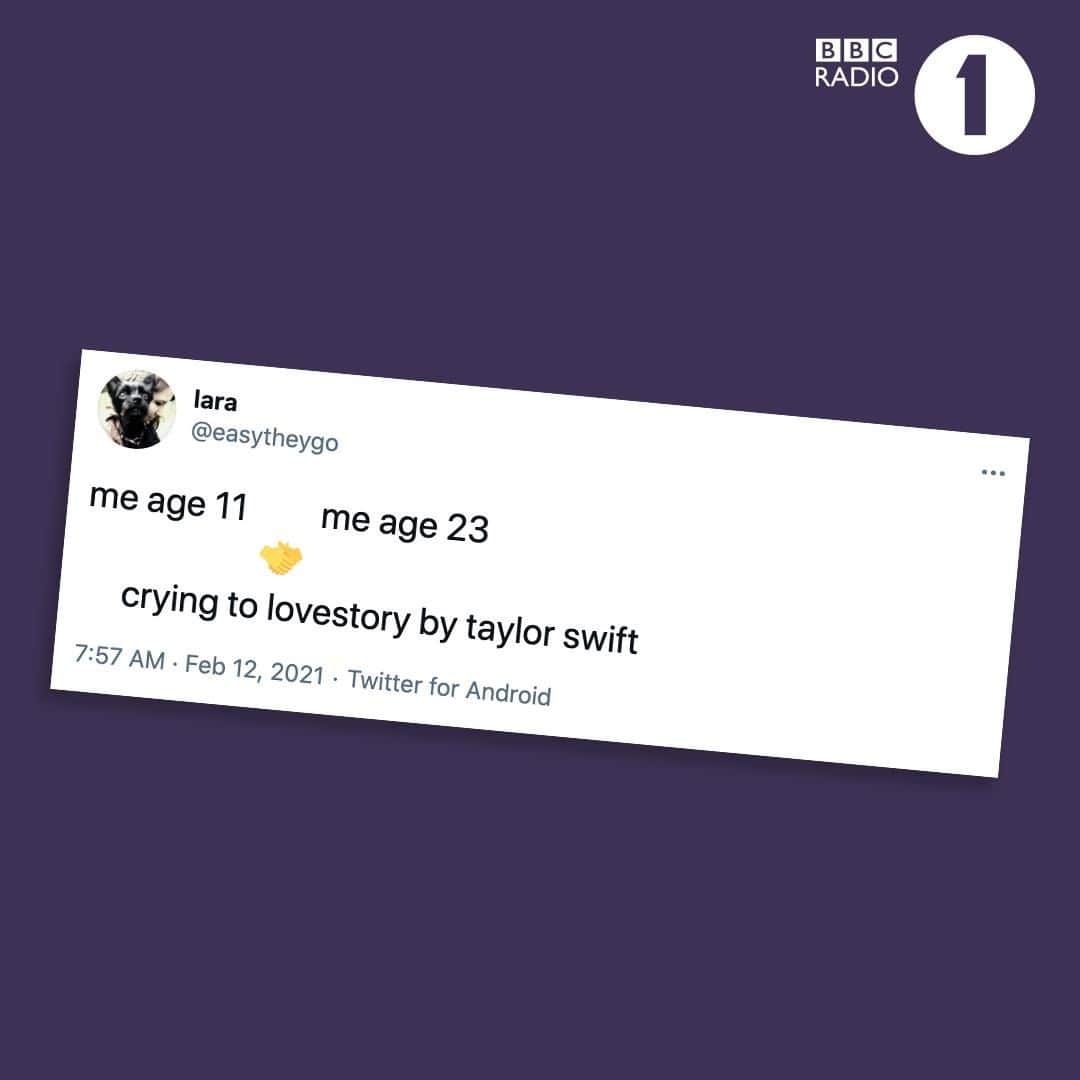 BBC Radioさんのインスタグラム写真 - (BBC RadioInstagram)「Shout out to Love Story (Taylor's Version) for sending us back 12 years 😭」2月12日 21時04分 - bbcradio1