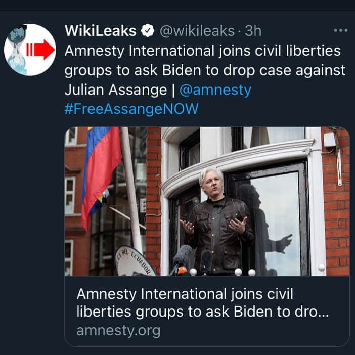 WikiLeaksさんのインスタグラム写真 - (WikiLeaksInstagram)「@amnesty #FreeAssangeNOW」2月12日 21時29分 - wikileaks