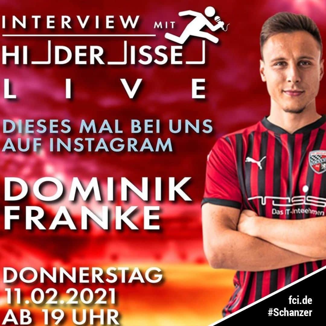 FCインゴルシュタット04のインスタグラム：「🔈@dominik.23 WENT LIVE, BRO🎙🎥 Bei @radiogalaxyingolstadt wurde unsere No. 3️⃣ mit Fragen gelöchert, Bro‼️ Wer den #Schanzer-Stream verpasst hat, findet das IGTV-Video über unsere Story, Bro 😅⚫️🔴 ___ Jemand dabei, der weiß, warum am Satzende immer 'Bro' kommt, Bro⁉️ Vielleicht du, @der.heini, Bro 😉❓ ___ Und: Wer soll zum nächsten "Interview mit Hindernissen" geschickt werden, Bro? 💬⤵️ . . #schanzerdassindwir #Schanzerfürimmer #Ingolstadt #FCI #FCIngolstadt #3Liga #zeigtsuns #fu3ball #soccer #fussball #football #futbol #immerweiter #zamhoidn #Team #einfachkriegstduwoanders #radiogalaxyingolstadt #interviewmithindernissen #dominikfranke #franke #dome #strike #schalszugewinnen #bro」