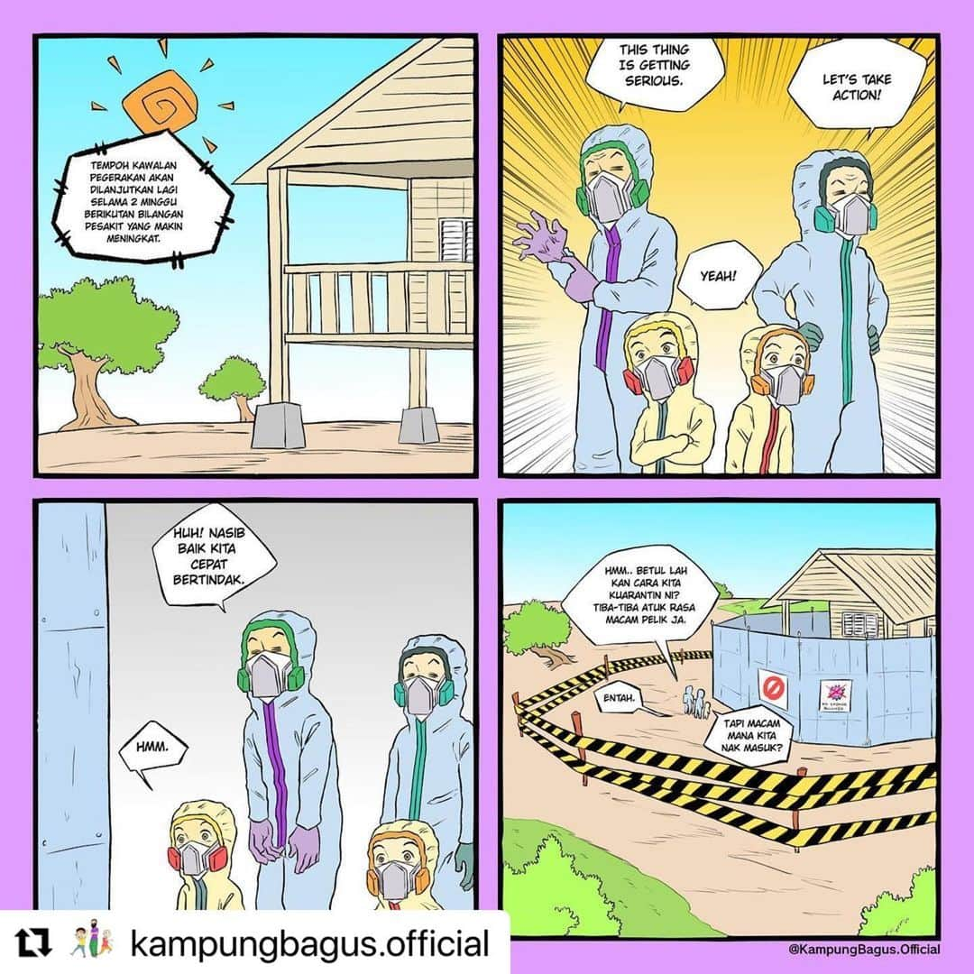 Koleksi Komik Malaysiaさんのインスタグラム写真 - (Koleksi Komik MalaysiaInstagram)「#Repost @kampungbagus.official with @make_repost ・・・ #048 [MAKIN SERIUS] . . Korang stay at home diam-diam ya. Sorry atuk takleh nak taip panjang-panjang, tak sempat. Tengah nak buat pintu ni. Lupa buat tadi. . . .  #camGampang #covid19 #stayathome #komiklawak #komik Malaysia #dukrumah #lawakgampang #lkb #lawakkampungbagus #perintahkawalan #perintahberkurung #instakomik #gengkomik #pkp #baman #komikkelakar #meletop #komikletop #koleksikomikmalaysia #komikboi #lawakterhad #budakkampung #nerdpakaispek」2月12日 22時01分 - tokkmungg_exclusive