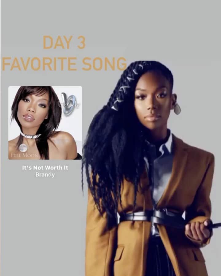 ブランディのインスタグラム：「Day 3 Favorite Song  •Brandy -It’s Not Worth It  •Full Moon Album 💿  • • • @brandy」