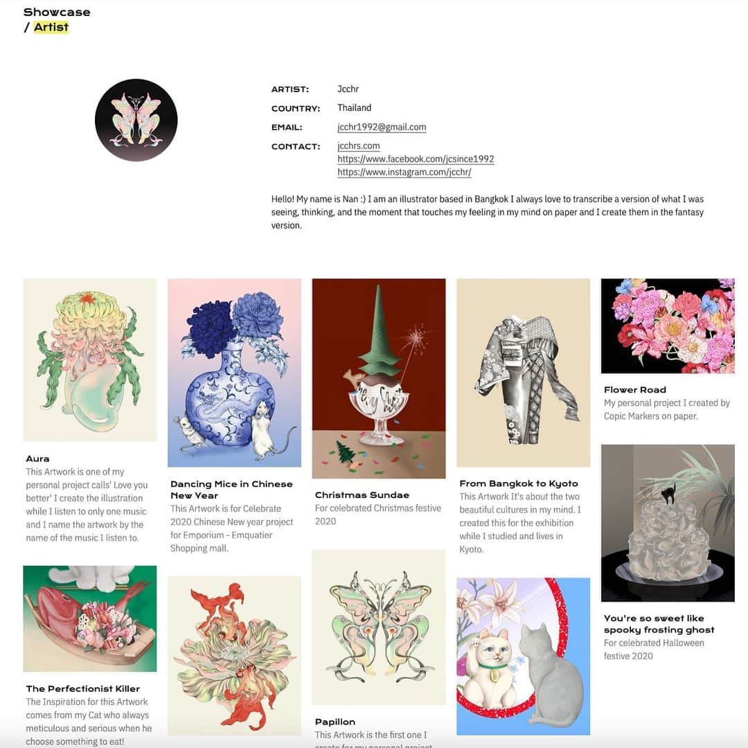 晴日のインスタグラム：「I'm one of the artist in Bangkok Illustration Fair this year! You can Come and See my artwork at bangkokillustrationfair.com #BKKIF2021  *and I will update more Fresh and Cool Artwork Soon! :)  🌹」