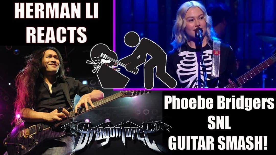 ハーマン・リさんのインスタグラム写真 - (ハーマン・リInstagram)「My reaction to @phoebebridgers #SNL guitar smash. Watch the video THEN tell me what you think! 😅#PhoebeBridgers Link on bio, YT and the usual stuff  #dragonforce #hermanli #guitarsmash #guitarsofinstagram」2月13日 2時00分 - hermanli