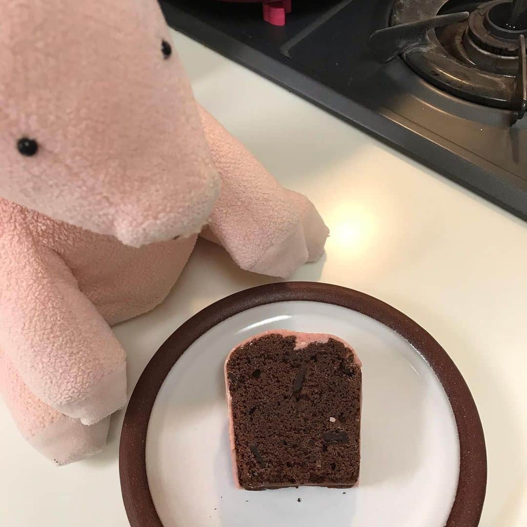 矢崎存美さんのインスタグラム写真 - (矢崎存美Instagram)「バレンタインデーが明日なので #アンズトモモ のチョコレートパウンドケーキをいただきます。 #ぶたぶた #山崎ぶたぶた #矢崎存美 #チョコレート #パウンドケーキ」2月13日 12時35分 - yazakiarimi
