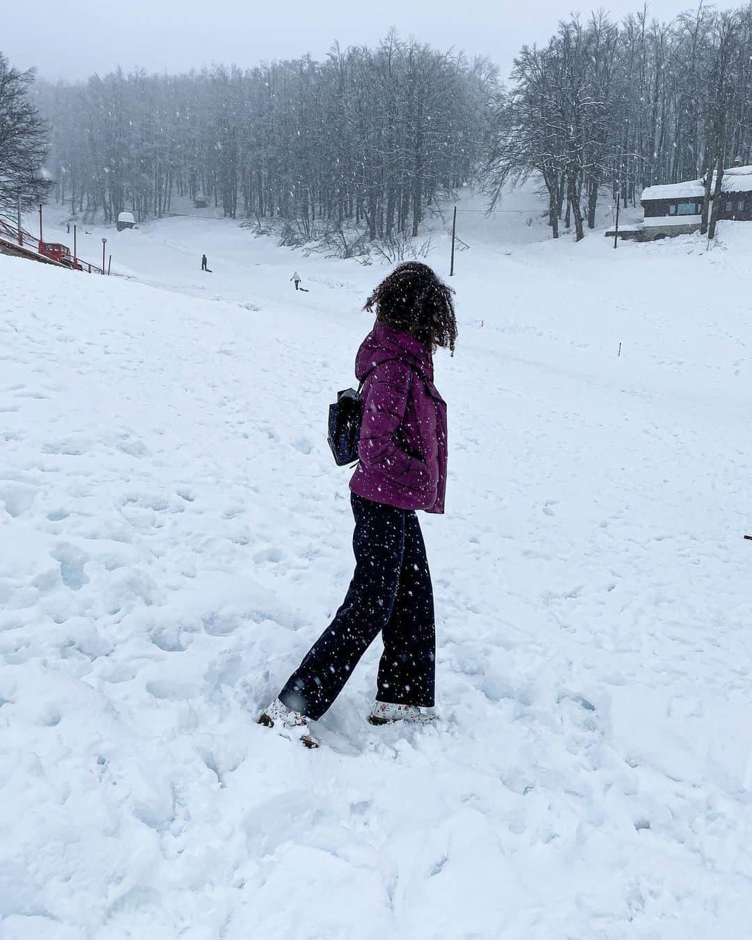 マリア・ベネディクタ・チグボルのインスタグラム：「Bellissima la neve.. spero non ne scenda troppa domani 🤞🏽😩🥶」