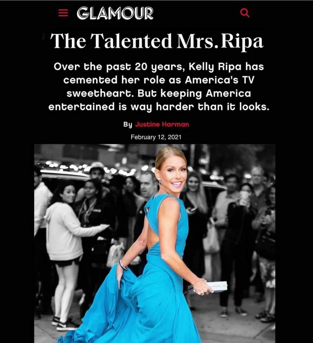 ケリー・リッパさんのインスタグラム写真 - (ケリー・リッパInstagram)「It took a village and still does. Thanks to Justine Harman for such a celebratory piece on yours truly, but also many fabulously written and insightful articles about so many women I admire. Justine is THAT GOOD!」2月13日 5時01分 - kellyripa