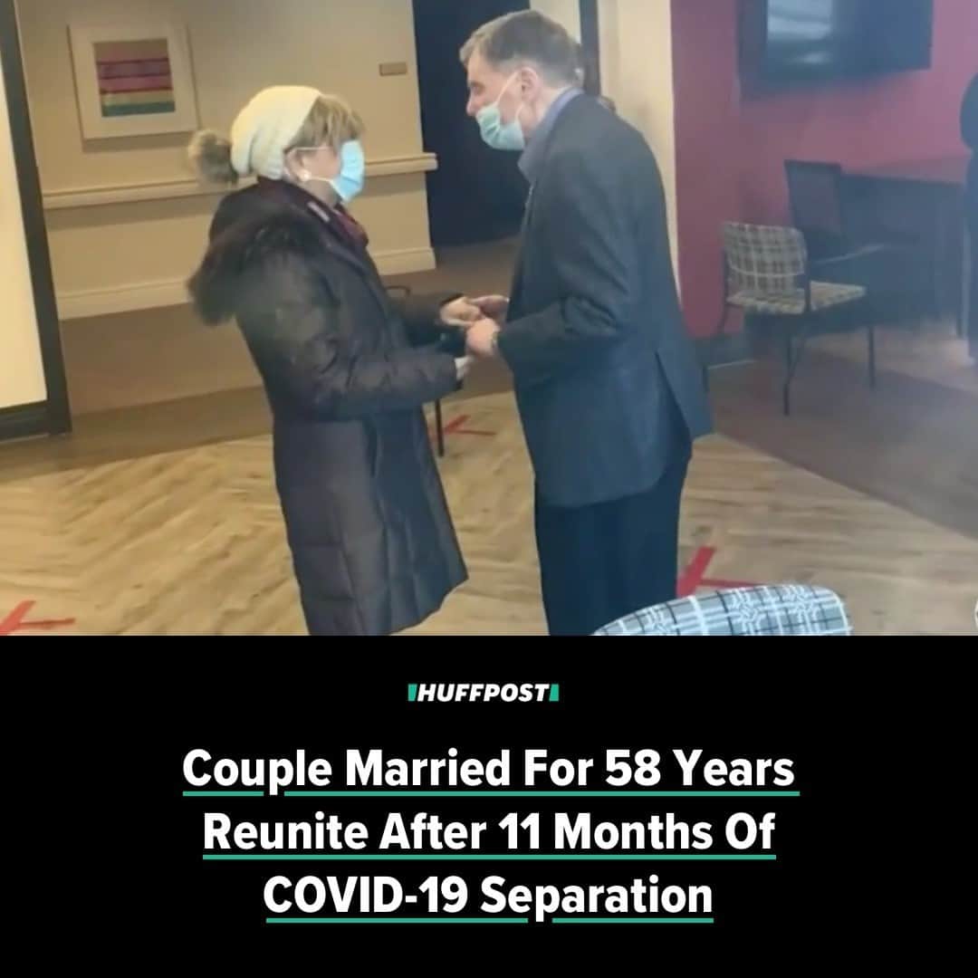 Huffington Postさんのインスタグラム写真 - (Huffington PostInstagram)「A New York couple married for 58 years got an early Valentine’s Day surprise this week when they were able to reunite in-person for the first time in nearly a year.⁠ ⁠ After COVID-19 was declared a pandemic last year, Harriet Shenkman was required to stand outside of a patio window at The Bristal at White Plains when she visited her husband, Jerry Shenkman. On Wednesday, the pair stood together in the same room at the assisted living facility, where Jerry is a resident in the Alzheimer’s care program, after 335 days of quarantine.⁠ ⁠ Speaking to WABC, Harriet said living through a pandemic without her husband at her side has “been quite an experience, and not something I’d ever imagine in my lifetime.”⁠ ⁠ Jerry, 80, was diagnosed with Alzheimer’s disease three years ago, and Harriet has said she believes the months of forced separation has increased her husband’s memory loss. Bristal staff, however, stressed that he hasn’t forgotten his wife, however, and news footage shows him presenting Harriet with a bouquet of flowers to mark the occasion.⁠ ⁠ “Love is strong and it endures,” The Bristal’s regional director, Winsome Bent, told CBS News. The facility recently revised its visitation policies thanks to an increase in COVID-19 vaccinations among both staff and residents.⁠ ⁠ Jerry and Harriet, who raised three children and have two granddaughters, were married in 1963. After their wedding, they relocated to North Carolina, where they both completed post-graduate studies, before relocating to New York, where they’ve resided in Riverdale, Pound Ridge and Scarsdale.⁠ ⁠ Though their reunion was originally going to take place on Valentine’s Day this Sunday, Harriet opted to come early as she is reportedly scheduled to get her second dose of a COVID-19 vaccine that day.⁠ ⁠ “I’m just very delighted that finally visiting opened up and that I’m able to see him,” Harriet told Bronx News 12. “I realized that I have to take every opportunity because in this unprecedented time, you never know if the visiting is going to be prohibited.” ⁠ ⁠ Watch their reunion at our link in bio. // 📝 @curtismwong // 📷 @cbs」2月13日 5時02分 - huffpost