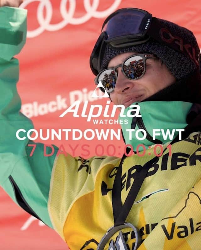 アルピナのインスタグラム：「Only 7 days left until #FWT21. Are you ready for it?  #AlpinaWatches #ReachYourSummit #FreerideWorldTour Check out our bio to learn more about our partnership with the @FreerideWorldTour」