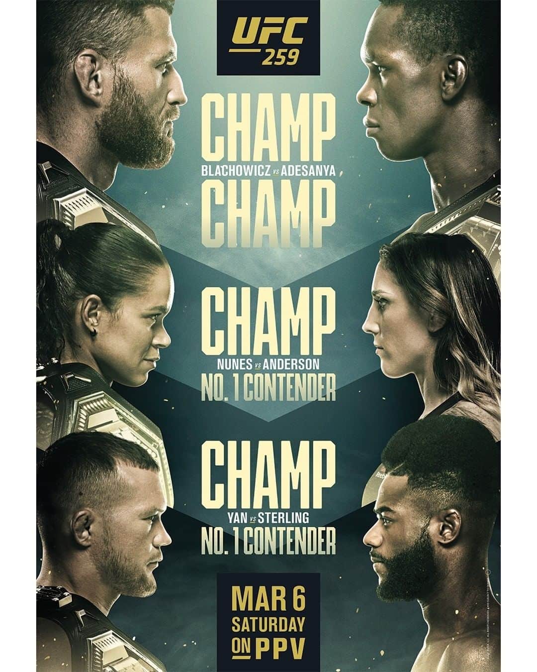 UFCさんのインスタグラム写真 - (UFCInstagram)「FIVE BELTS. FOUR CHAMPS. THREE CAN'T MISS FIGHTS. #UFC259」2月13日 6時03分 - ufc