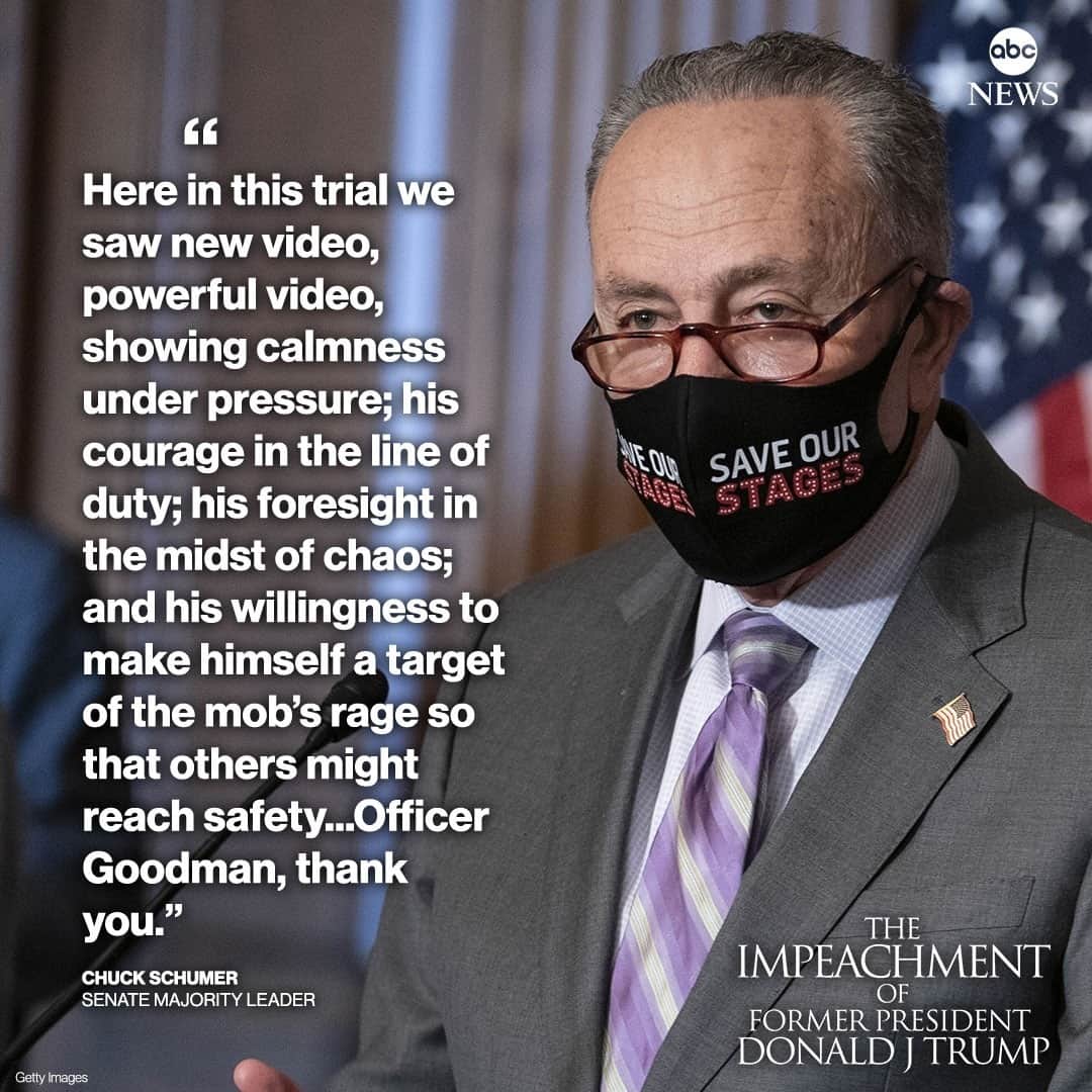 ABC Newsさんのインスタグラム写真 - (ABC NewsInstagram)「NEW: Senate Majority Leader Chuck Schumer praises Capitol Police Officer Eugene Goodman, who led rioters away from the Senate chamber during the Capitol siege. https://abcn.ws/3qd0cNg #impeachmenttrial #chuckschumer #eugenegoodman #capitolpolice #capitolriots⁠ ⁠ Read more at LINK IN BIO.」2月13日 8時37分 - abcnews
