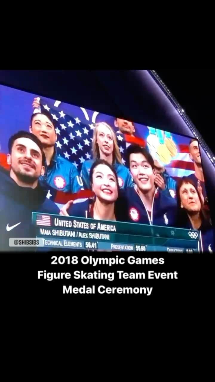 アレックス・シブタニのインスタグラム：「In honor of #TeamUSA winning the bronze medal in the Team Event 3 years ago, here’s some of our footage from the medal ceremony! 🇺🇸   #pyeongchang2018 #olympics #winterolympics #teamusa #figureskating #shibsibs」