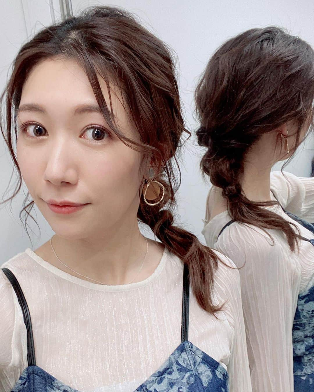 穂川果音さんのインスタグラム写真 - (穂川果音Instagram)「hair style  ベル風編み下ろしスタイルだよ✨  #ヘアアレンジ　#ヘアスタイル　#編み下ろし　#イヤリング　#hairstyle #hairarrange #earrings #まとめ髪　#編み下ろしアレンジ」2月13日 11時05分 - hokawakanonn